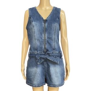 Rock & Roll Denim Belted Short Jumpsuit/Romper Size Large